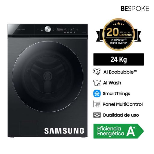 Lavadora SAMSUNG Carga Frontal 24Kg WF24B9600KVPE Negro.