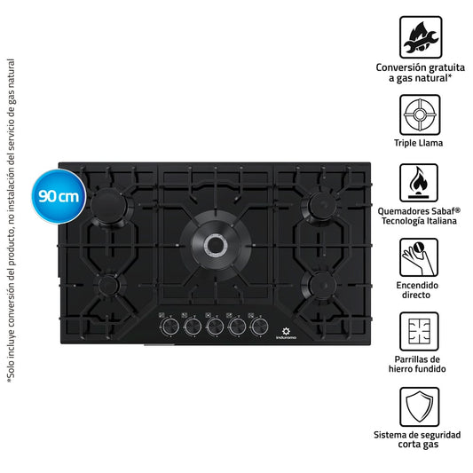 COCINA EMPOTRABLE INDURAMA 5 QUEMADORES EGASI-905CGNE