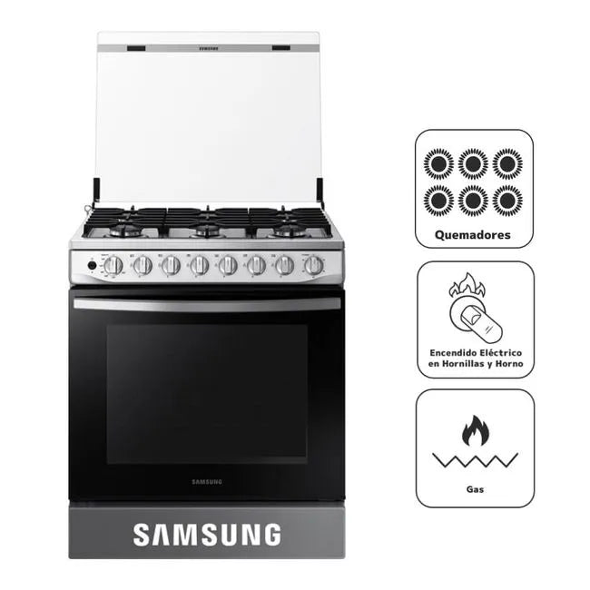 Cocina a Gas SAMSUNG 6 Quemadores NX52T5311PS/PE Black Smog