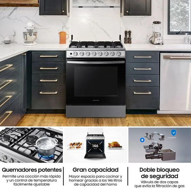 Cocina a Gas SAMSUNG 6 Quemadores NX52T5311PS/PE Black Smog