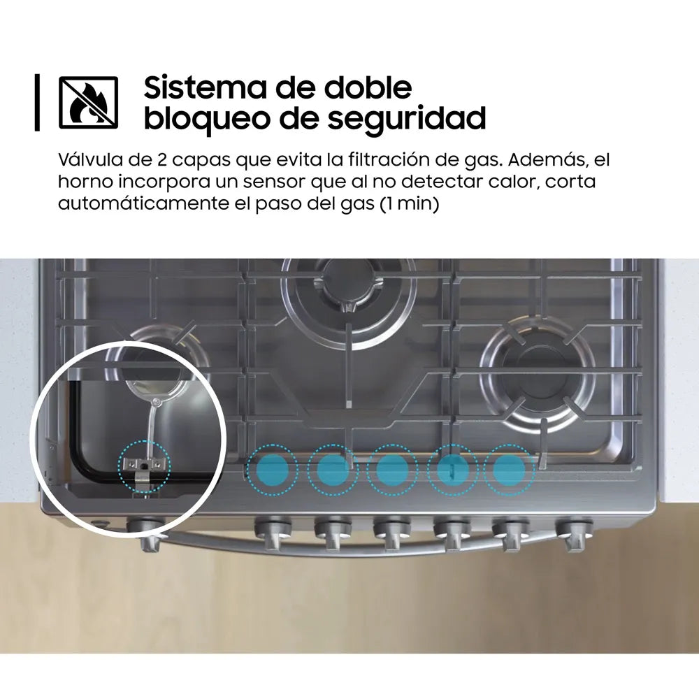 Cocina a Gas SAMSUNG 6 Quemadores NX52T5311PS/PE Black Smog