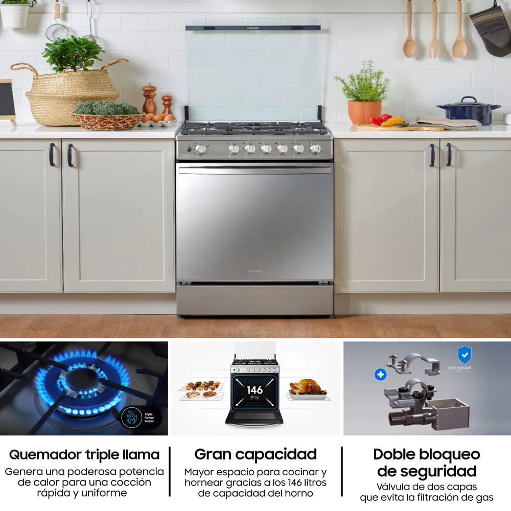 Cocina Samsung 5 Hornillas  a gas NX52T7322PS/PE