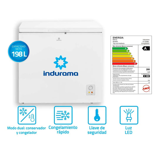 Congeladora INDURAMA 198L CI-220BL Blanco