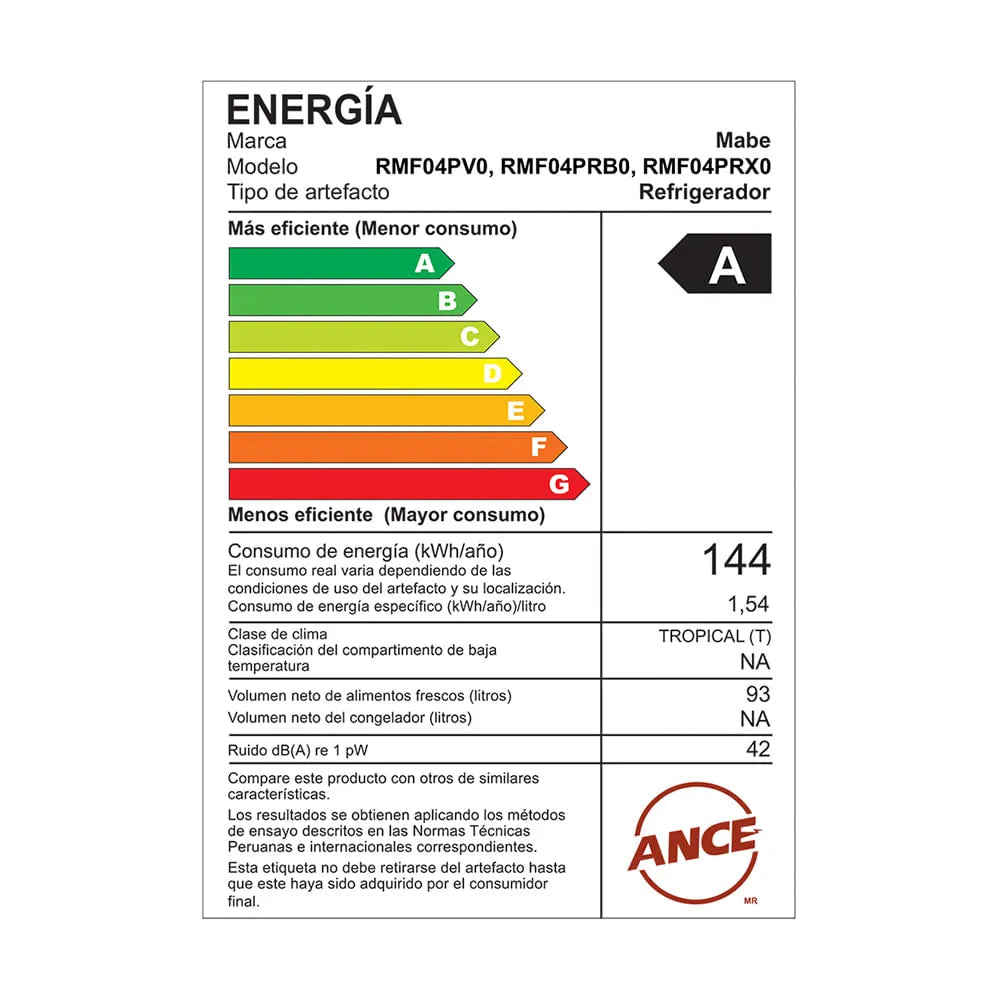 Frigobar Mabe RMF04PV0 Negro 93 litros  black