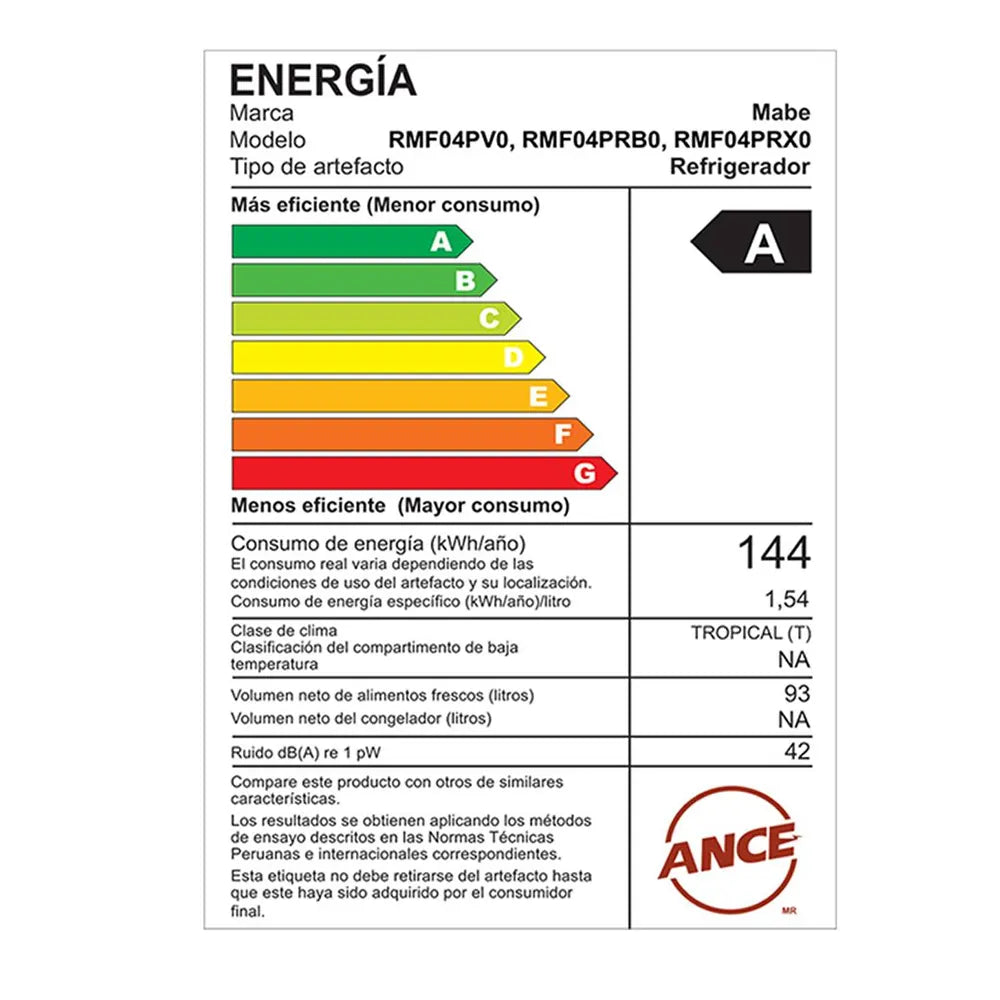 Frigobar Mabe de 93 Litros Blanco RMF04PRB0