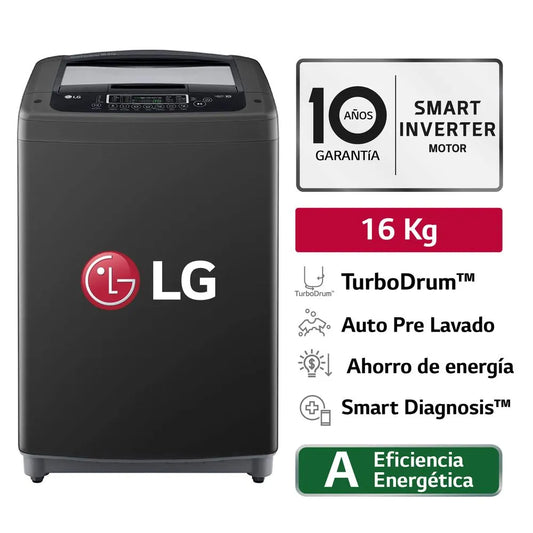 Lavadora LG Carga Superior 16Kg WT16BPB Negro Claro