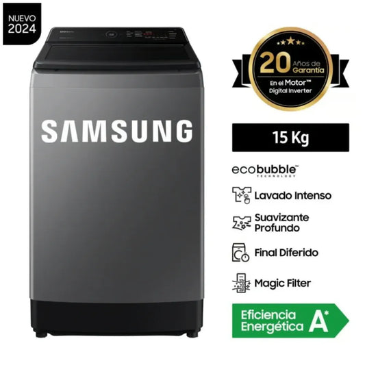 Lavadora SAMSUNG Carga Superior 15 Kg EcoBubble WA15CG5441BD Gris