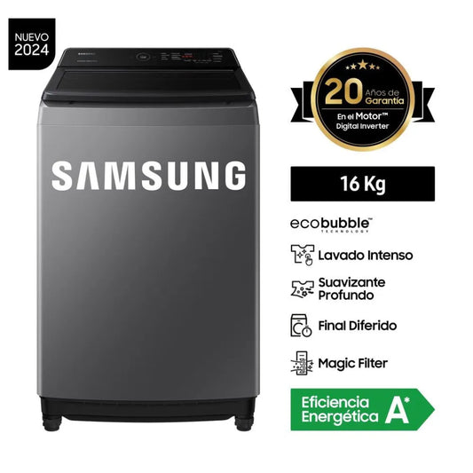 Lavadora SAMSUNG Carga Superior 16Kg WA16CG6441BD Silver