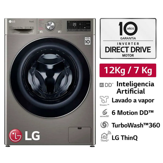 Lavaseca LG Carga Frontal 12Kg/7Kg WD12PVC3S6C Platino